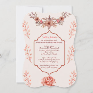 "Soft Rose & Wreath Wedding Invitation – Romantic