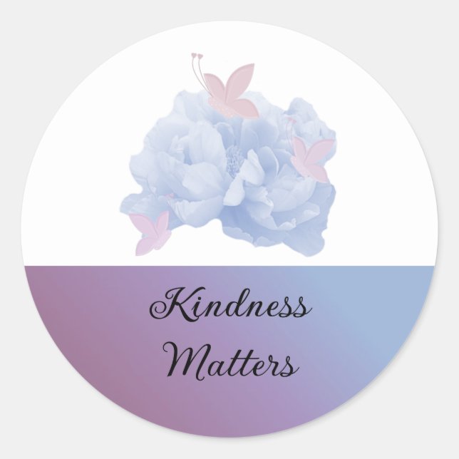 Soft Roses and Butterflies Kindness Matters Classic Round Sticker (Front)