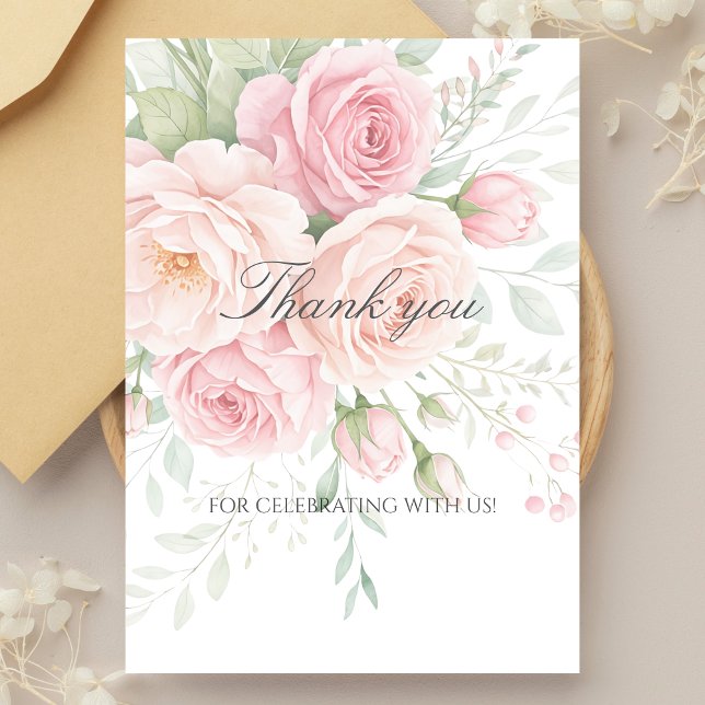 soft roses floral thank you card (Creator Uploaded)