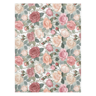 Soft Roses & Foliage — Contemporary Feminine Elega Tablecloth