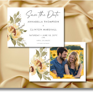 Soft Rustic Large Boho Sunflowers Wedding Photo Save The Date