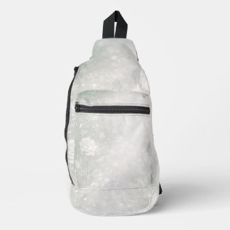 Soft sage and frosted white florals AI art Sling Bag