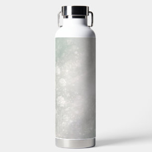 Soft sage and frosted white florals AI art Water Bottle