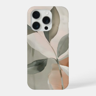 Soft Sage & Blush Abstract Botanical Art iPhone 15 Pro Case