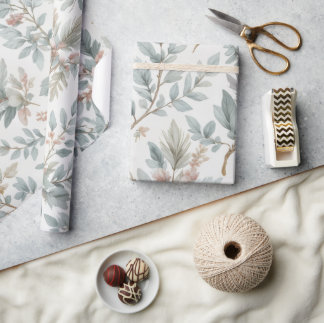 Soft Sage & Blush Floral Pattern for Any Occasion Wrapping Paper