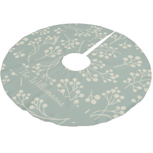 Soft Sage Botanical Personalised Family Name Brushed Polyester Tree Skirt