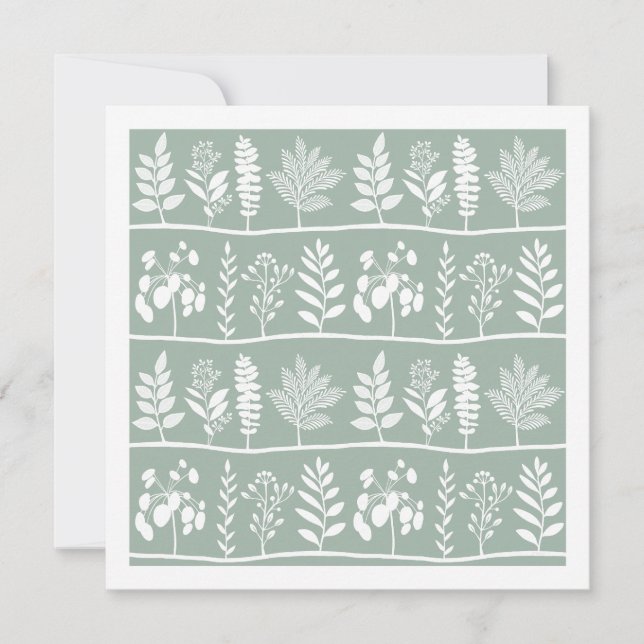 Soft Sage Botanical Silhouettes Botanic Rhythm Card (Front)
