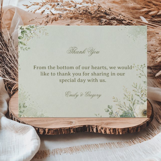 Soft Sage Botanical Thank You Card (Creator Uploaded)