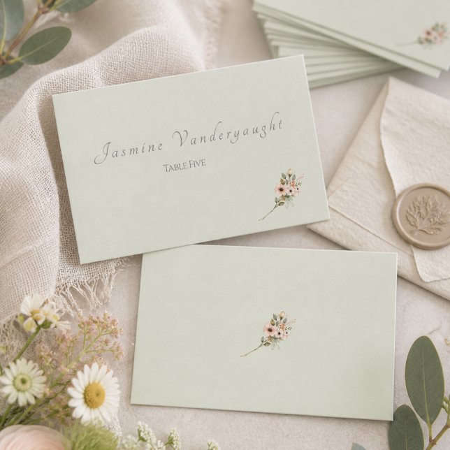 Soft Sage Botanical Wedding Escort Cards (Creator Uploaded)