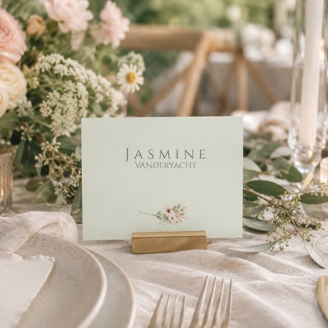 Soft Sage Botanical Wedding | Minimal Garden Table Place Card (Creator Uploaded)