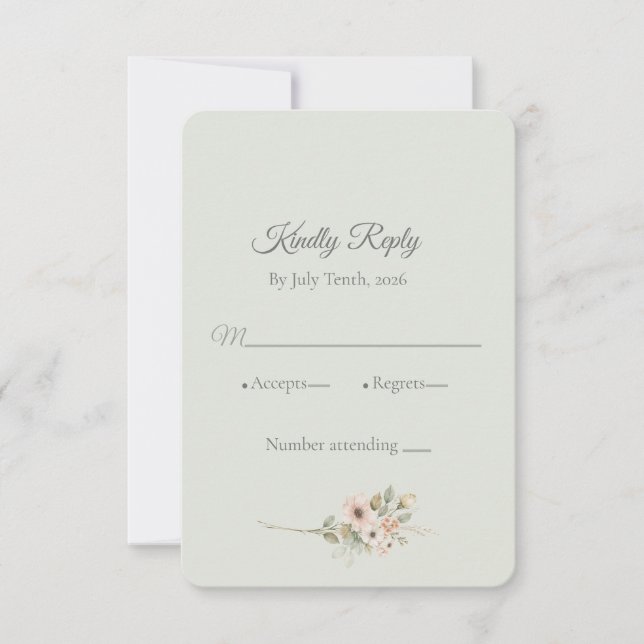 Soft Sage Botanical Wedding RSVP (Front)