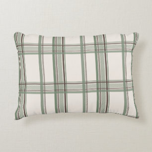 Soft Sage Cream Plaid Aesthetic Decorative Cushion