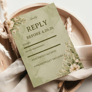 Soft Sage Floral RSVP Card