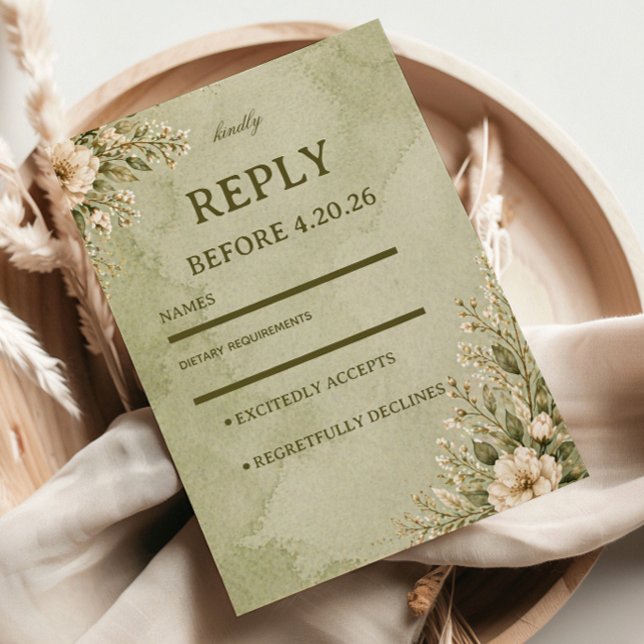 Soft Sage Floral RSVP Card (Creator Uploaded)