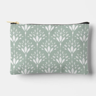 Soft Sage Green Art Deco Floral Art Accessory Pouch