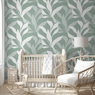Soft Sage Green Botanical Foliage in Grace Wallpaper