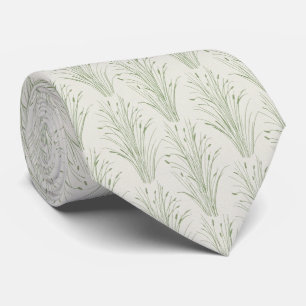 Soft Sage Green Delicate Wild Grass and Reed Tie