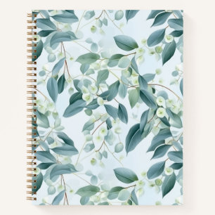 Soft Sage Green Eucalyptus Watercolour-style Notebook