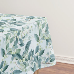 Soft Sage Green Eucalyptus Watercolour-style Tablecloth