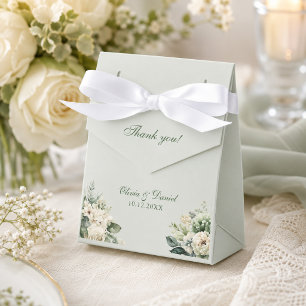 Soft Sage Green Floral Wedding Favour Box
