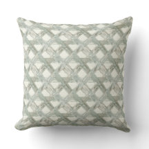 Soft Sage Green Hand-Painted Lattice Print Cushion