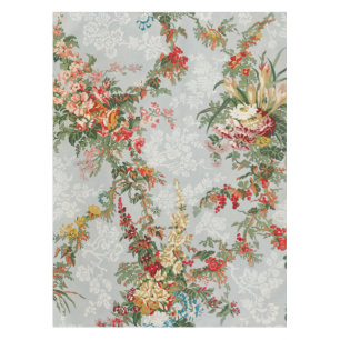 Soft Sage Green Vintage Floral Chinoiserie Garden Tablecloth