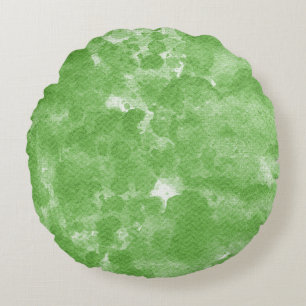 Soft Sage Green Watercolor Marble Pattern Round Cushion