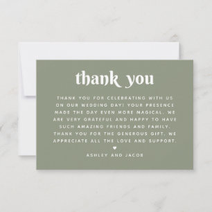 Soft Sage Green Wedding Modern Clean Nature Thank You Card