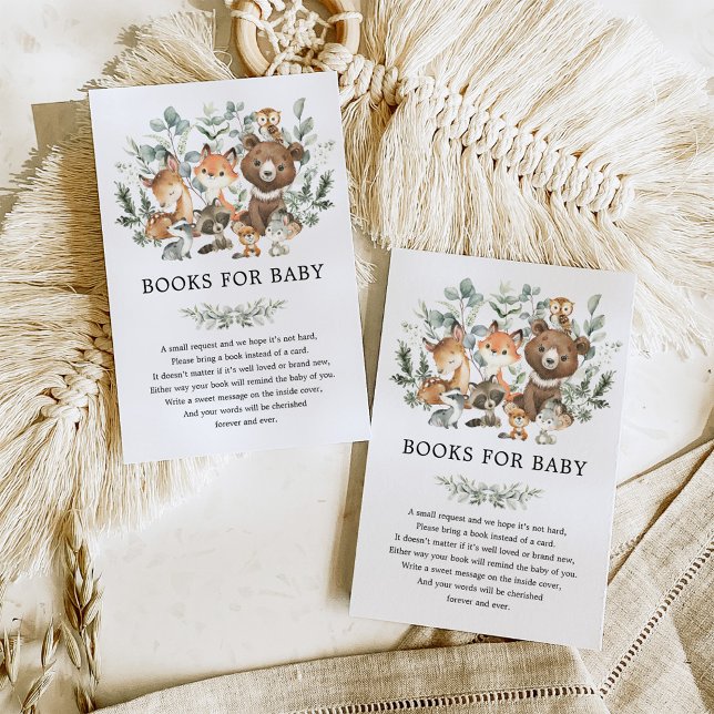 Soft Sage Green Woodland Animals Books for Baby Enclosure Card (Creator Uploaded)