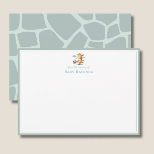 Soft Sage Grey Giraffe Skin New Baby Nursery Card