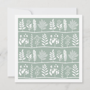 Soft Sage Herbarium Botanical Plant Silhouettes Card