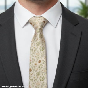 Soft Sage Neutral Wildflower Botanical Tie