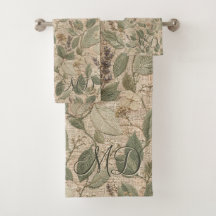 Soft Sage Rustic Leaf Floral Pattern