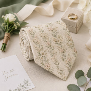 Soft Sage Wildflower Wedding Tie