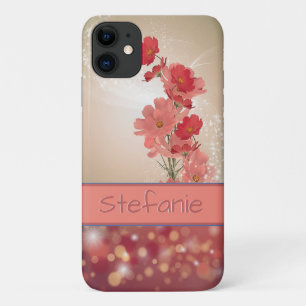 Soft Salmon Flowers and a Dreamy Maroon (brokeh) Case-Mate iPhone Case