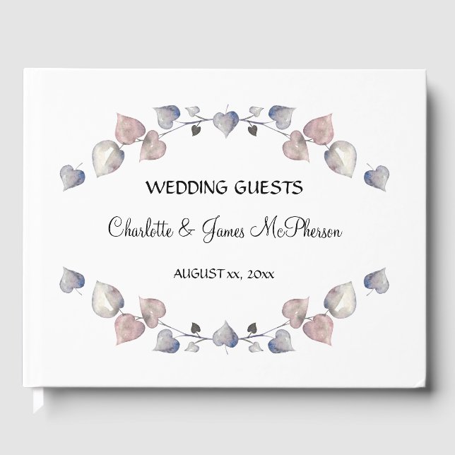 Soft Scottish Heather - Wedding Hearts Guest Book (Front)