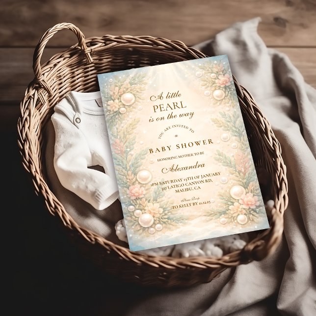Soft Seaside Pearl Storybook Baby Shower Invitation (Creator Uploaded)