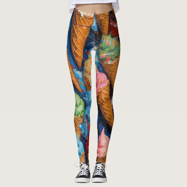 Soft Serve Ice Cream Cone Leggings (Front)