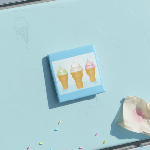 Soft Serve Ice Cream Cones Fun Summer Dessert  15 Cm Square Badge
