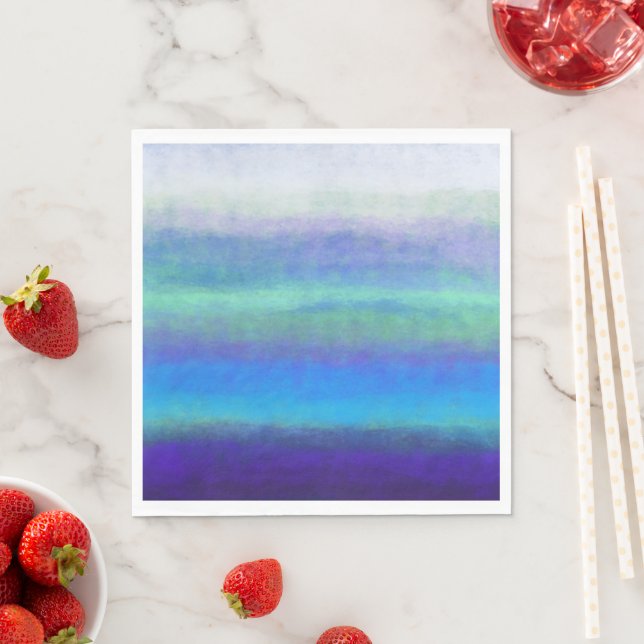 Soft shades of blue and green napkin (Insitu)