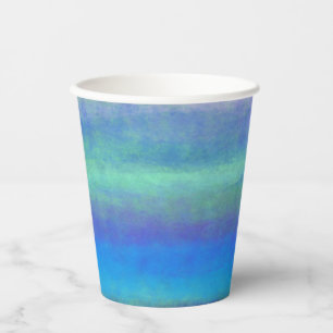 Soft shades of blue and green paper cups