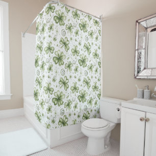 Soft Shamrock Whispers in Watercolor Green Shower Curtain
