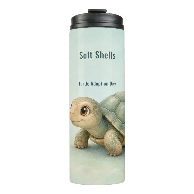 Soft Shells Turtle Adoption Day Thermal Tumbler (Front)