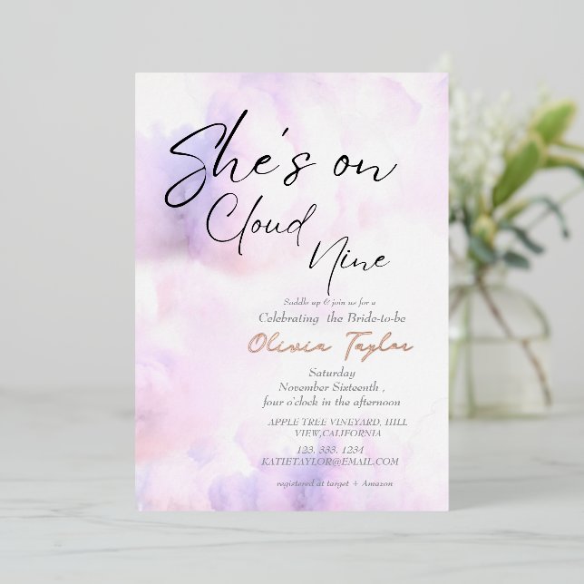 Soft She's on cloud 9 Rose gold Bridal Shower (Standing Front)