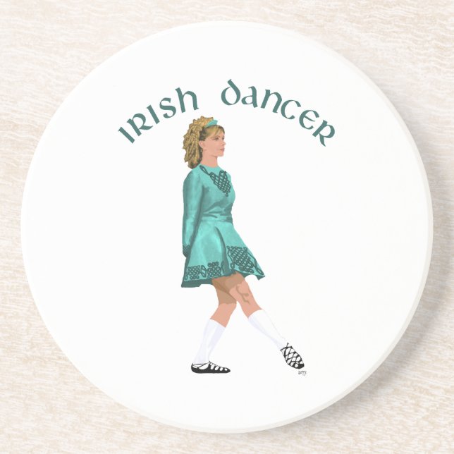 Soft Shoe Irish Dancer in Turquoise Coaster (Front)