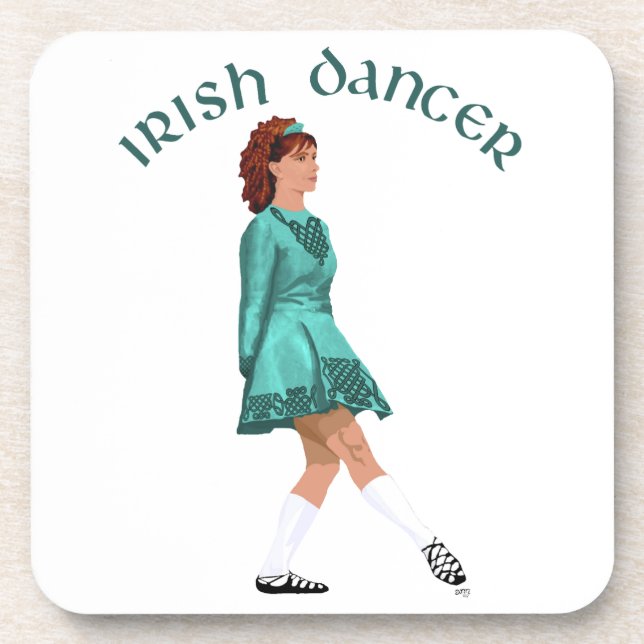 Soft Shoe Irish Dancer in Turquoise Coaster (Front)