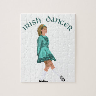 Soft Shoe Irish Dancer in Turquoise Jigsaw Puzzle