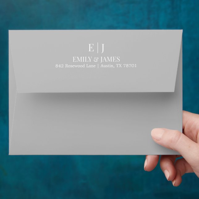 Soft Silver Minimal Chic Wedding Envelope (Hand)