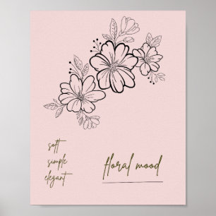 Soft Simple Elegant Floral Mood Pink Poster