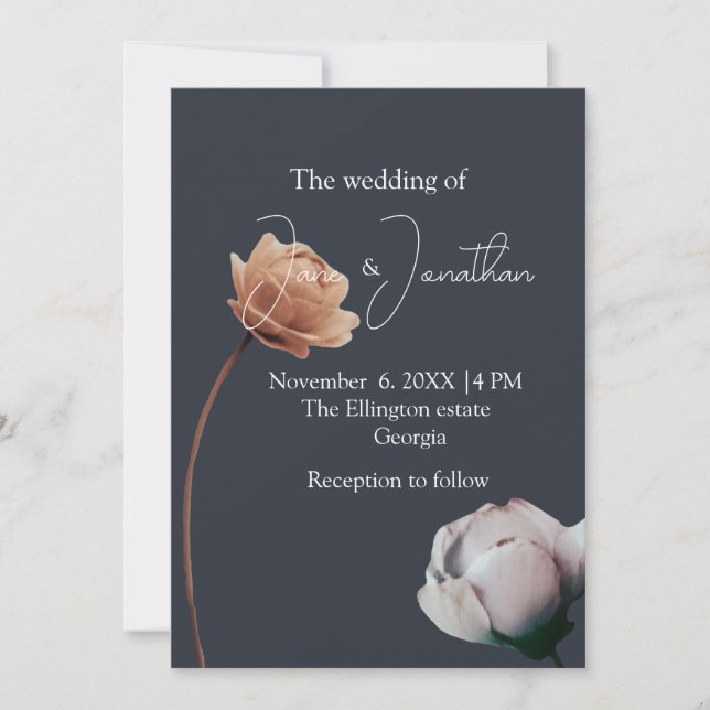 Soft simple  minimal bloom invitation (Front)